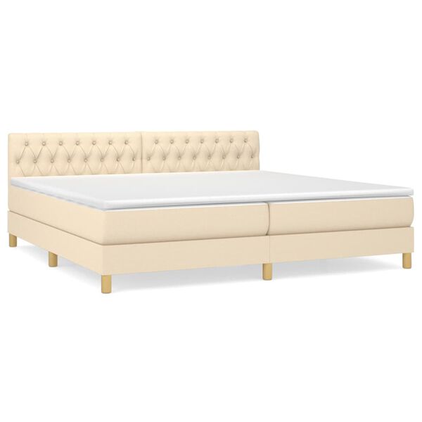 vidaXL &Kappa;&rho;&epsilon;&beta;ά&tau;&iota; Boxspring &mu;&epsilon; &Sigma;&tau;&rho;ώ&mu;&alpha; &Kappa;&rho;&epsilon;&mu; 200x200 &epsilon;&kappa;. &Upsilon;&phi;&alpha;&sigma;&mu;ά&tau;&iota;&nu;&omicron;