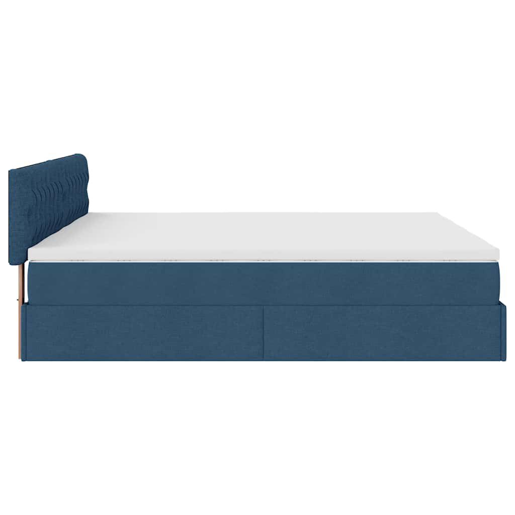 vidaXL Οθωμανικό κρεβάτι με στρώματα μπλε 180x200cm ύφασμα