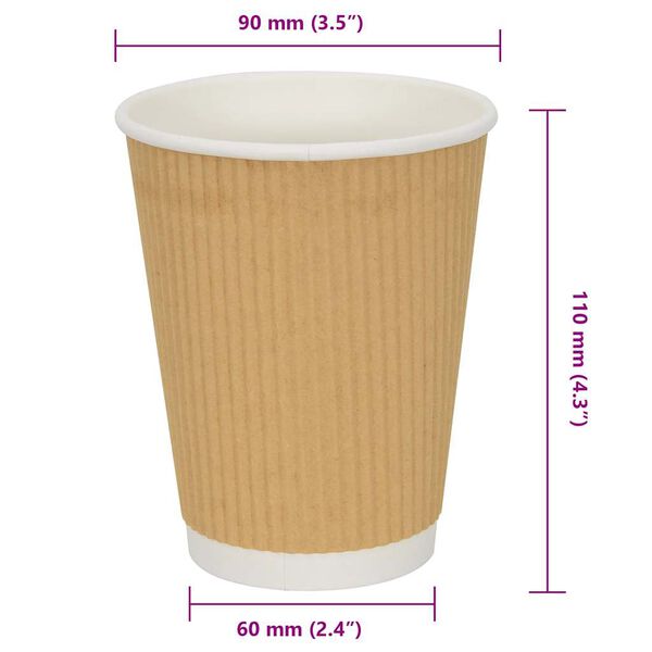 vidaXL Χάρτινα ποτήρια καφέ 500 τεμάχια 12oz 300ml καφέ