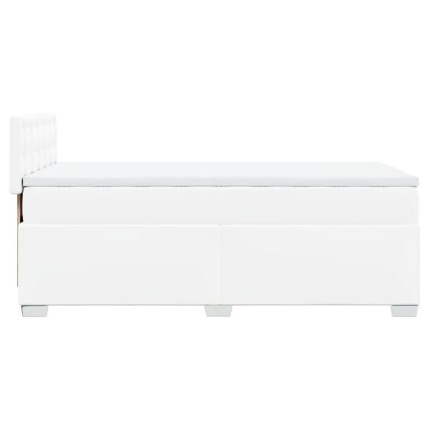 vidaXL Κρεβάτι Boxspring με Στρώμα Λευκό 80 x 200 εκ. Συνθετικό Δέρμα