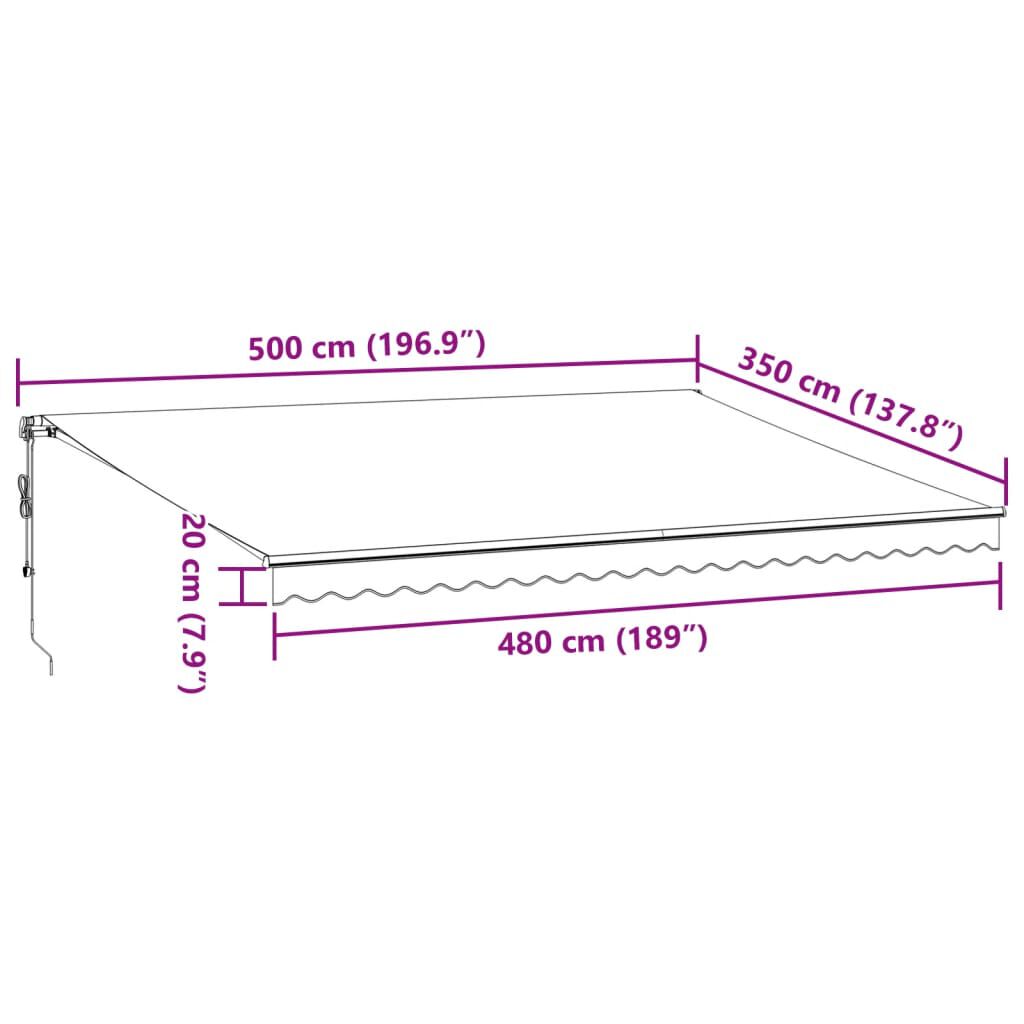 vidaXL Τέντα Πτυσσόμενη Αυτόματη με LED Μπορντό 500x350 εκ.