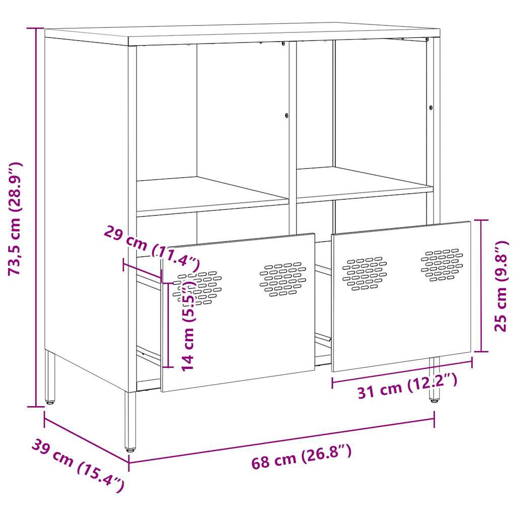 vidaXL Ντουλάπι Μουσταρδί 68x39x73,5 εκ. από Χάλυβα Ψυχρής Έλασης