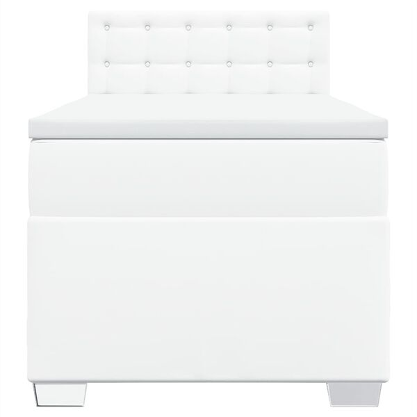 vidaXL Κρεβάτι Boxspring με Στρώμα Λευκό 90x200εκ. από Συνθετικό Δέρμα