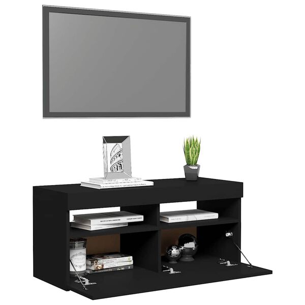 vidaXL Έπιπλο Τηλεόρασης με LED Μαύρο 90 x 35 x 40 εκ.