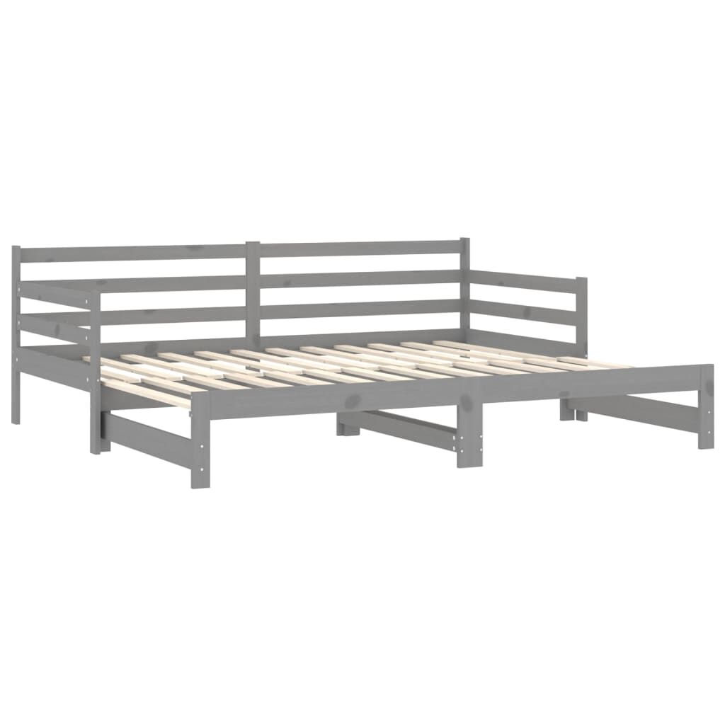 vidaXL Καναπές Κρεβάτι Γκρι 2 x (90 x 200) εκ. από Μασίφ Ξύλο Πεύκου