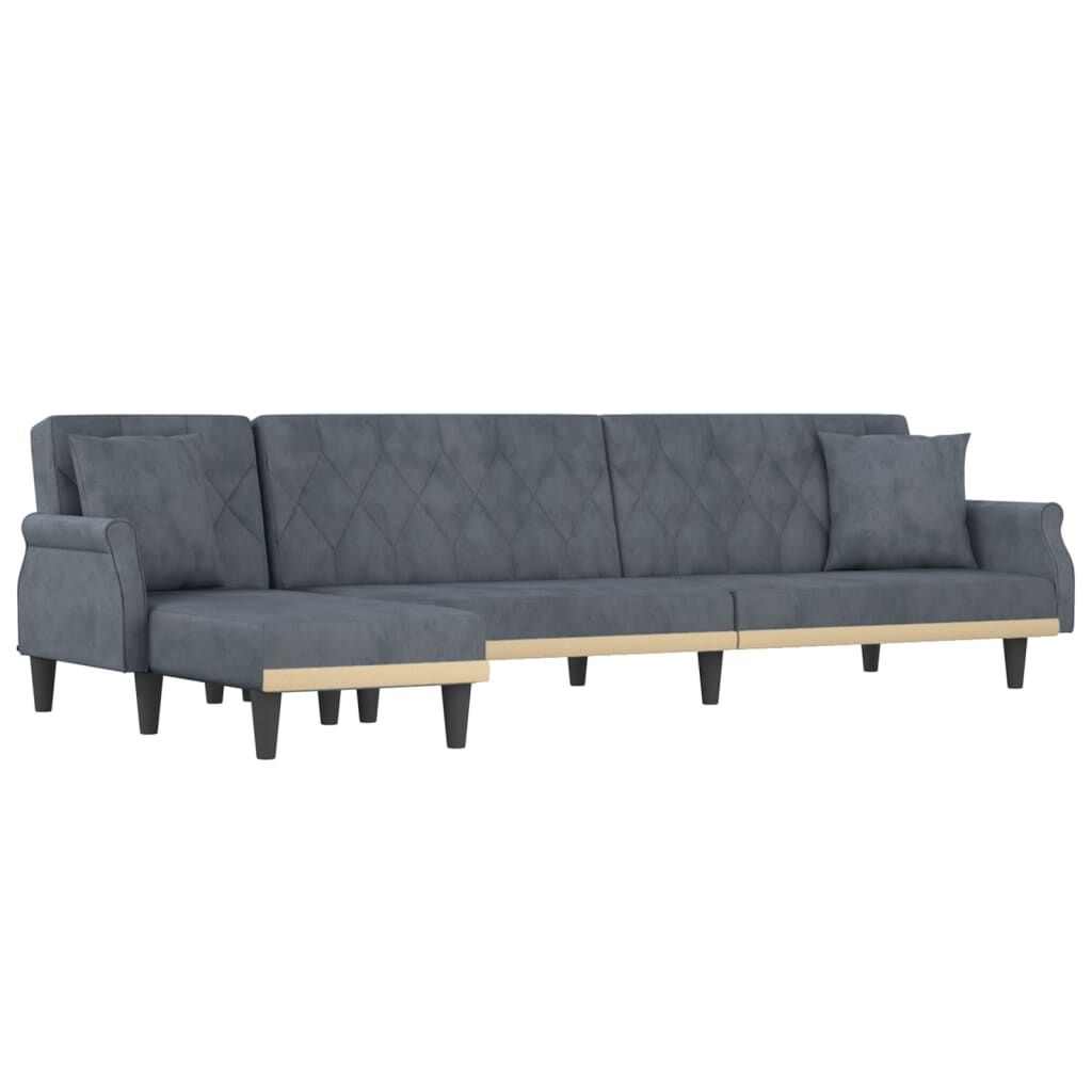 vidaXL Καναπές Κρεβάτι Γωνιακός Σκ. Γκρι 271 x 140 x 70 εκ. Βελούδινος