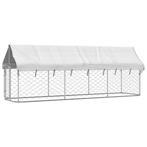 vidaXL Κλουβί Σκύλου Εξωτερικού Χώρου 400 x 100 x 150 εκ. με Στέγαστρο