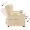vidaXL Πολυθρόνα Μασάζ Διθέσια με Ποτηροθήκη Ανακλ. Κρεμ Υφασμάτινη