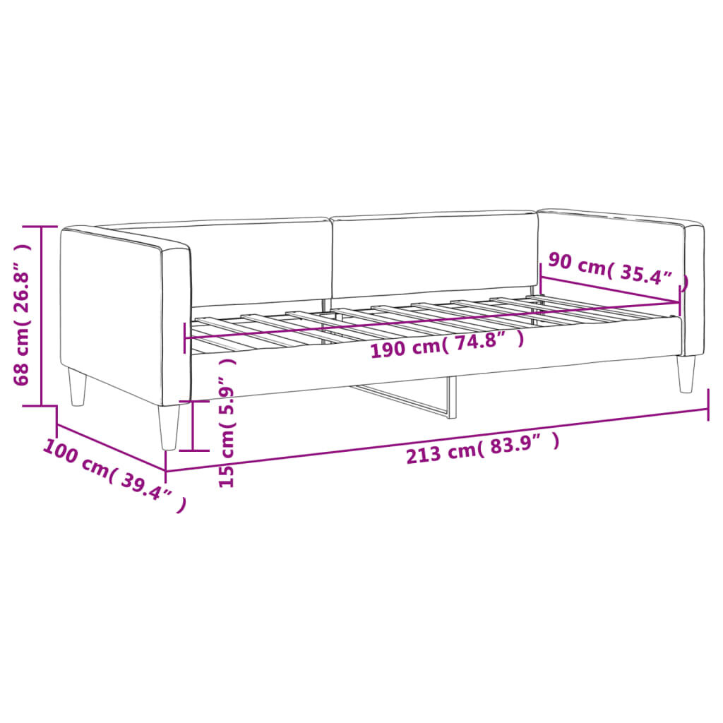vidaXL Καναπές Κρεβάτι Ανοιχτό Γκρι 90 x 190 εκ. Υφασμάτινος