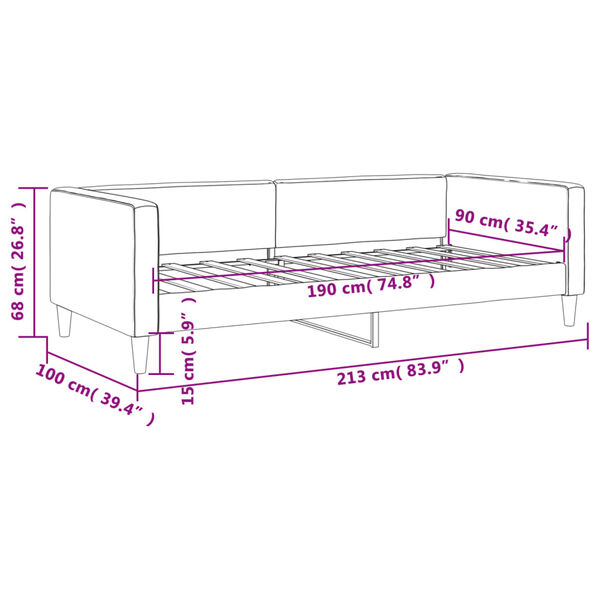 vidaXL Καναπές Κρεβάτι Ανοιχτό Γκρι 90 x 190 εκ. Υφασμάτινος