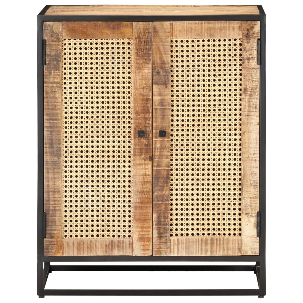 vidaXL Ντουλάπι 60x35x75 εκ. Ακατέργ. Ξύλο Μάνγκο/Φυσικό Ζαχαροκάλαμο