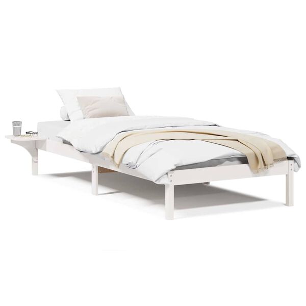 vidaXL Πλαίσιο κρεβατιού με κομοδίνα Λευκό 90 x 200 cm Λευκό