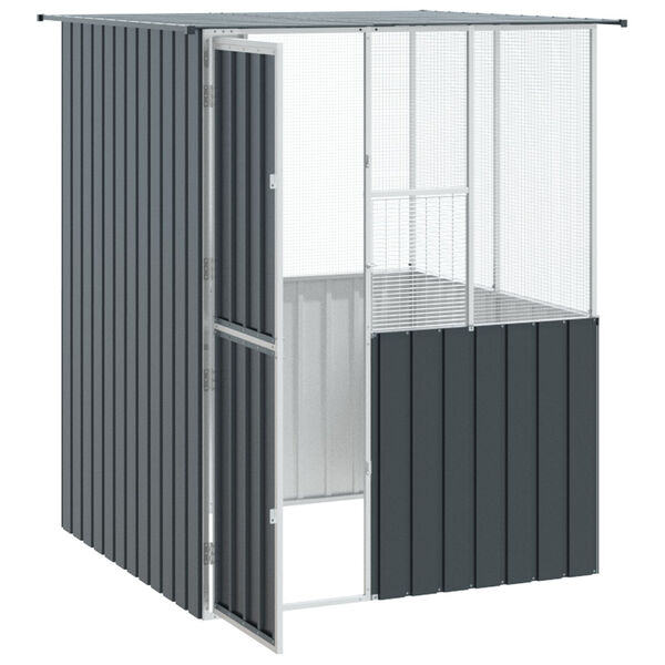 vidaXL Κλουβί Πουλιών Ανθρακί 215x78x200 εκ. Γαλβανισμένος Χάλυβας