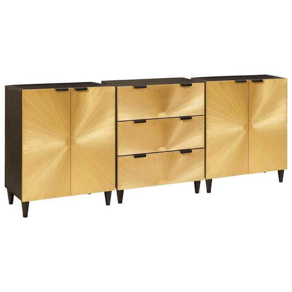 vidaXL Πλαϊνό γραφείο 3 pcs Μαύρο και Χρυσό 60 x 33 x 75 cm