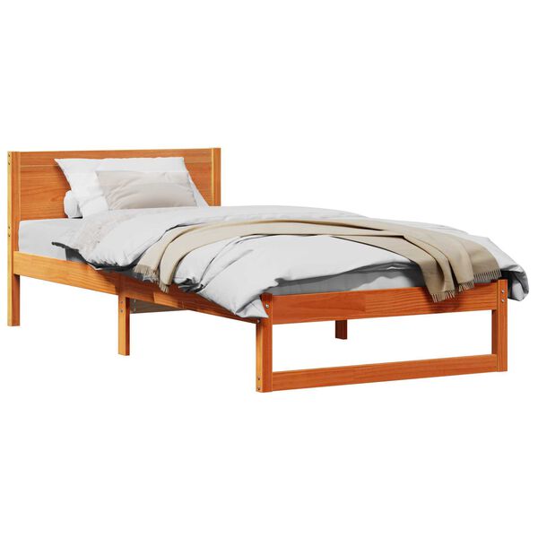 vidaXL Σκελετός Κρεβατιού Καφέ 90 x 190 cm Μασίφ ξύλο πεύκου