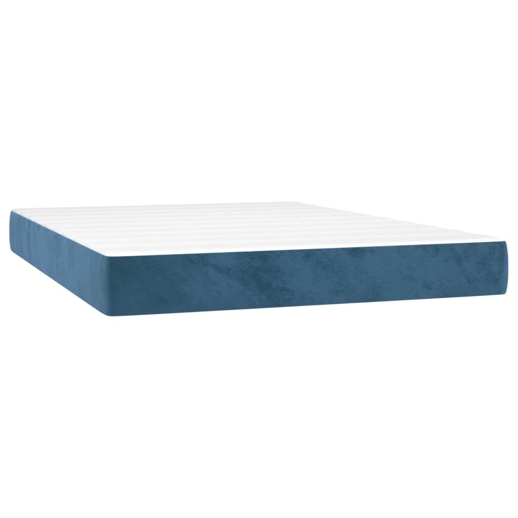vidaXL Κρεβάτι Boxspring με Στρώμα Σκούρο Μπλε 140x200 εκ. Βελούδινο