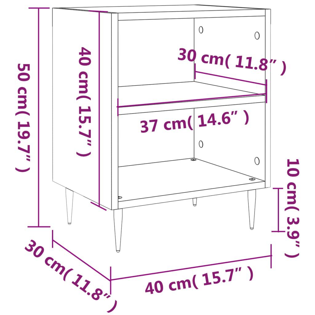 vidaXL Κομοδίνα 2 τεμ. Λευκά 40 x 30 x 50 εκ. από Επεξεργασμένο Ξύλο