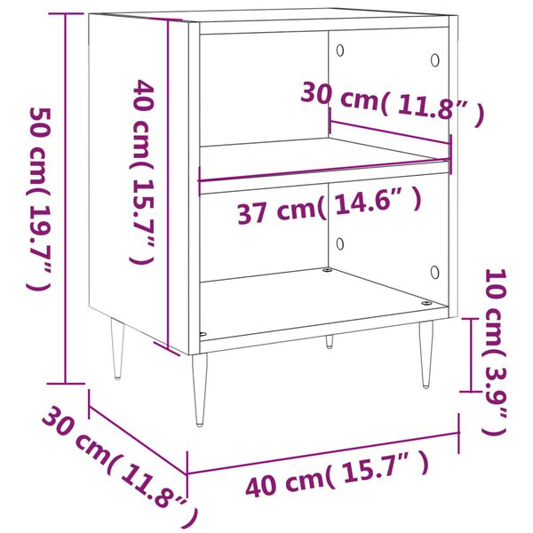 vidaXL Κομοδίνα 2 τεμ. Λευκά 40 x 30 x 50 εκ. από Επεξεργασμένο Ξύλο