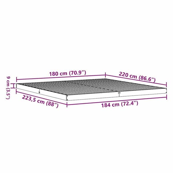 vidaXL Κρεβάτι δαπέδου Φυσικό 180 x 220 εκ. Μασίφ ξύλο πεύκου