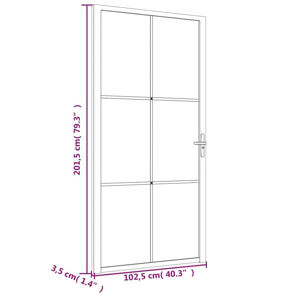 vidaXL Εσωτερική Πόρτα 102,5x201,5 εκ. Μαύρο Ματ Γυαλί και Αλουμίνιο