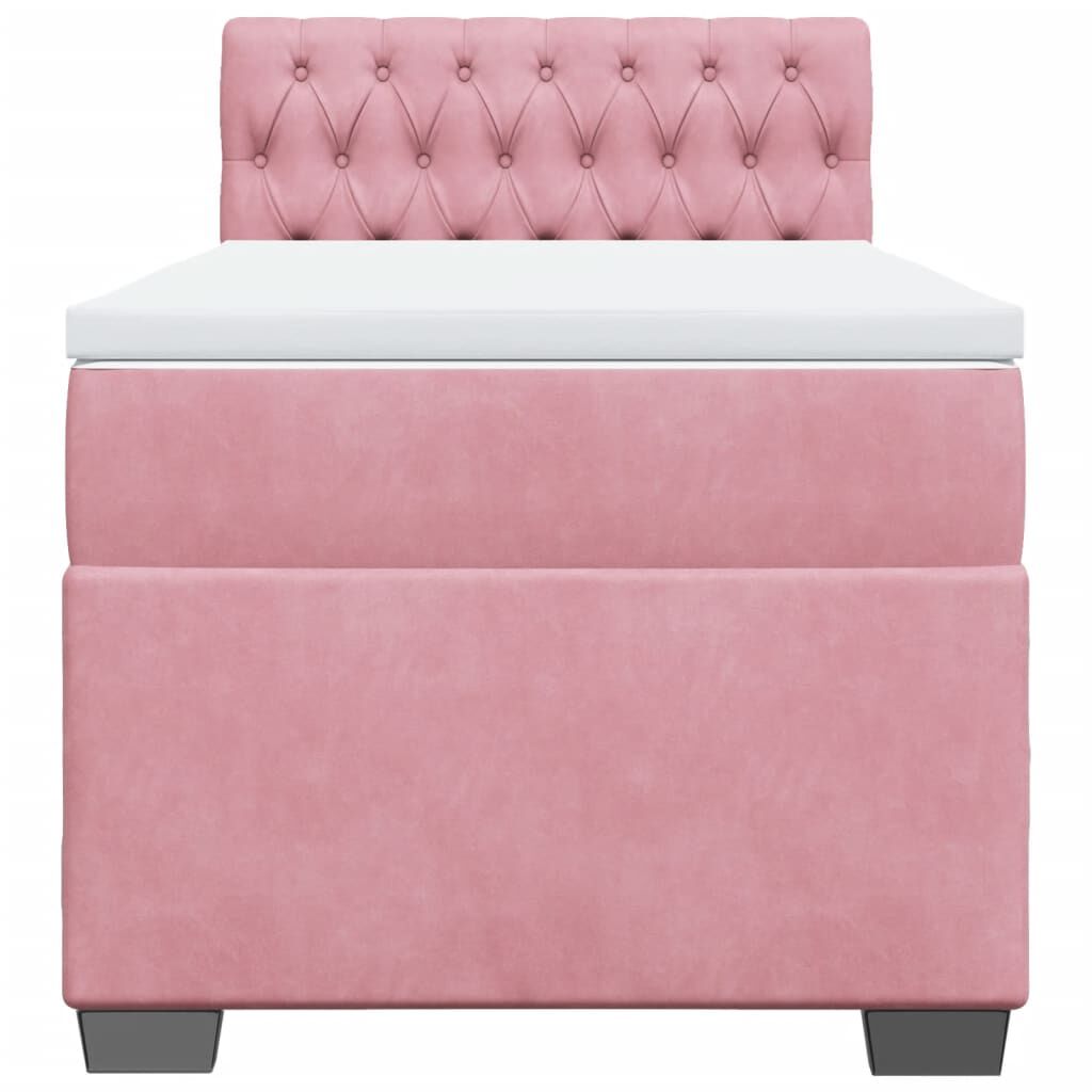 vidaXL Κρεβάτι Boxspring με Στρώμα Ροζ 100x200 εκ. Βελούδινο