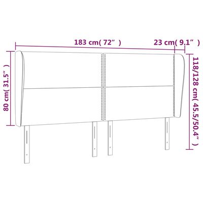 vidaXL Κεφαλάρι με Πτερύγια Γκρι 183x23x118/128 εκ.Συνθετικό Δέρμα
