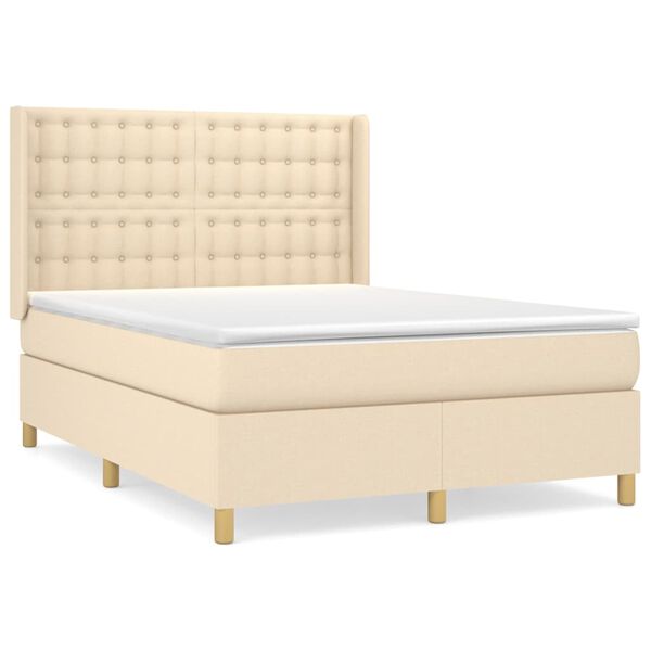 vidaXL &Kappa;&rho;&epsilon;&beta;ά&tau;&iota; Boxspring &mu;&epsilon; &Sigma;&tau;&rho;ώ&mu;&alpha; &Kappa;&rho;&epsilon;&mu; 140x200 &epsilon;&kappa;. &Upsilon;&phi;&alpha;&sigma;&mu;ά&tau;&iota;&nu;&omicron;