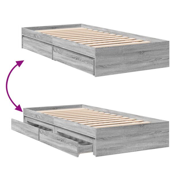 vidaXL Πλαίσιο Κρεβατιού με συρτάρια Γκρι sonoma 90x200εκ. Επεξ. Ξύλο