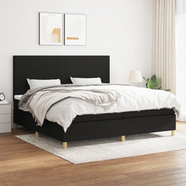 vidaXL &Kappa;&rho;&epsilon;&beta;ά&tau;&iota; Boxspring &mu;&epsilon; &Sigma;&tau;&rho;ώ&mu;&alpha; &Mu;&alpha;ύ&rho;&omicron; 200x200 &epsilon;&kappa;. &Upsilon;&phi;&alpha;&sigma;&mu;ά&tau;&iota;&nu;&omicron;