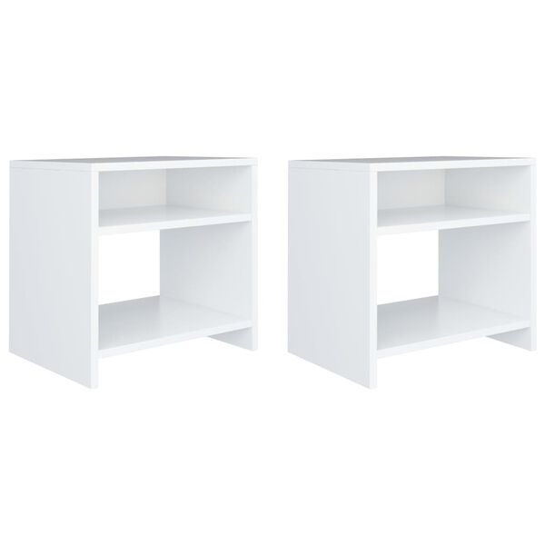 vidaXL Κομοδίνα 2 τεμ. Λευκά 40 x 30 x 40 εκ. από Επεξ. Ξύλο