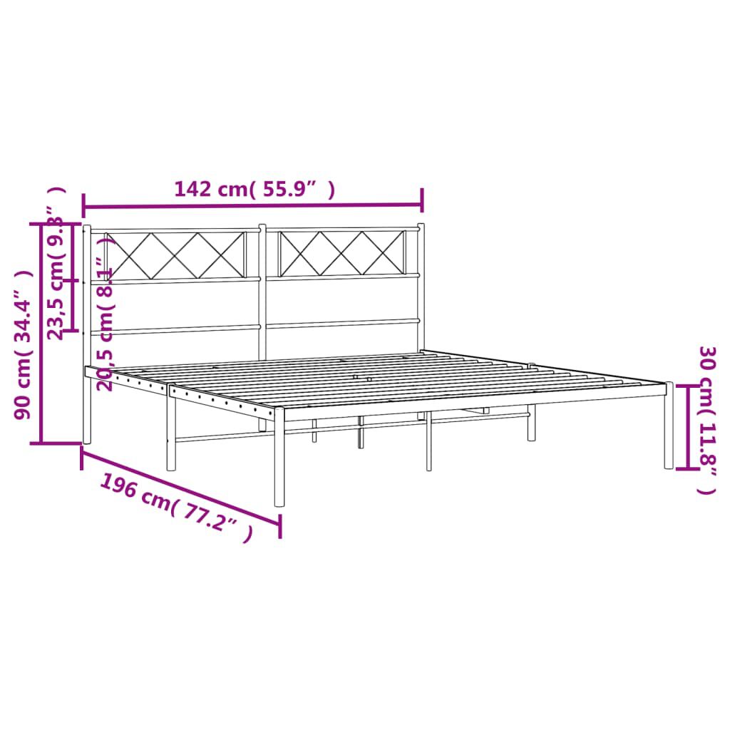 vidaXL Πλαίσιο Κρεβατιού με Κεφαλάρι Λευκό 135 x 190 εκ. Μεταλλικό