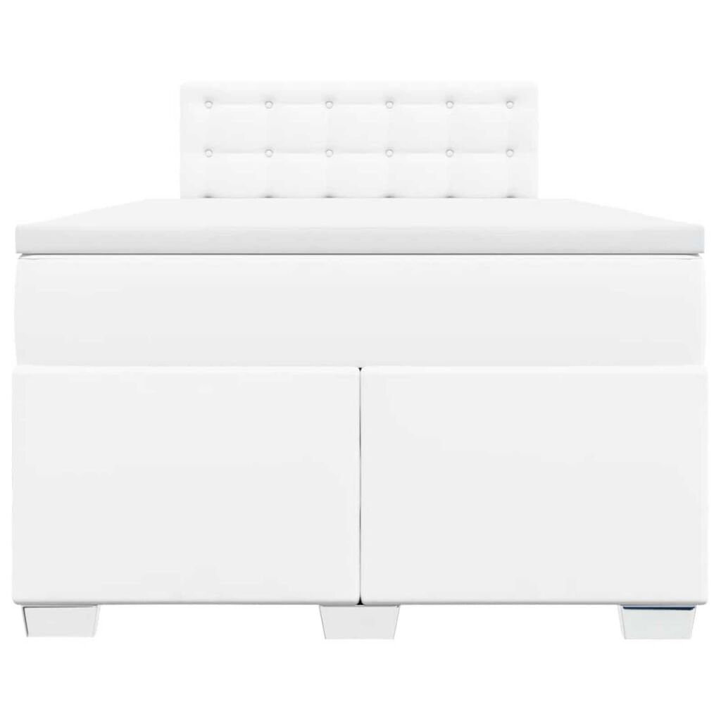 vidaXL Κρεβάτι Boxspring με Στρώμα Λευκό 120x190εκ.από Συνθετικό Δέρμα