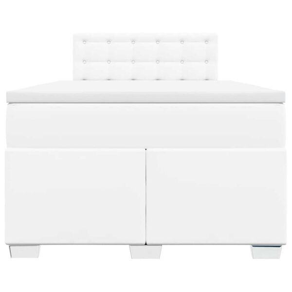 vidaXL Κρεβάτι Boxspring με Στρώμα Λευκό 120x190εκ.από Συνθετικό Δέρμα