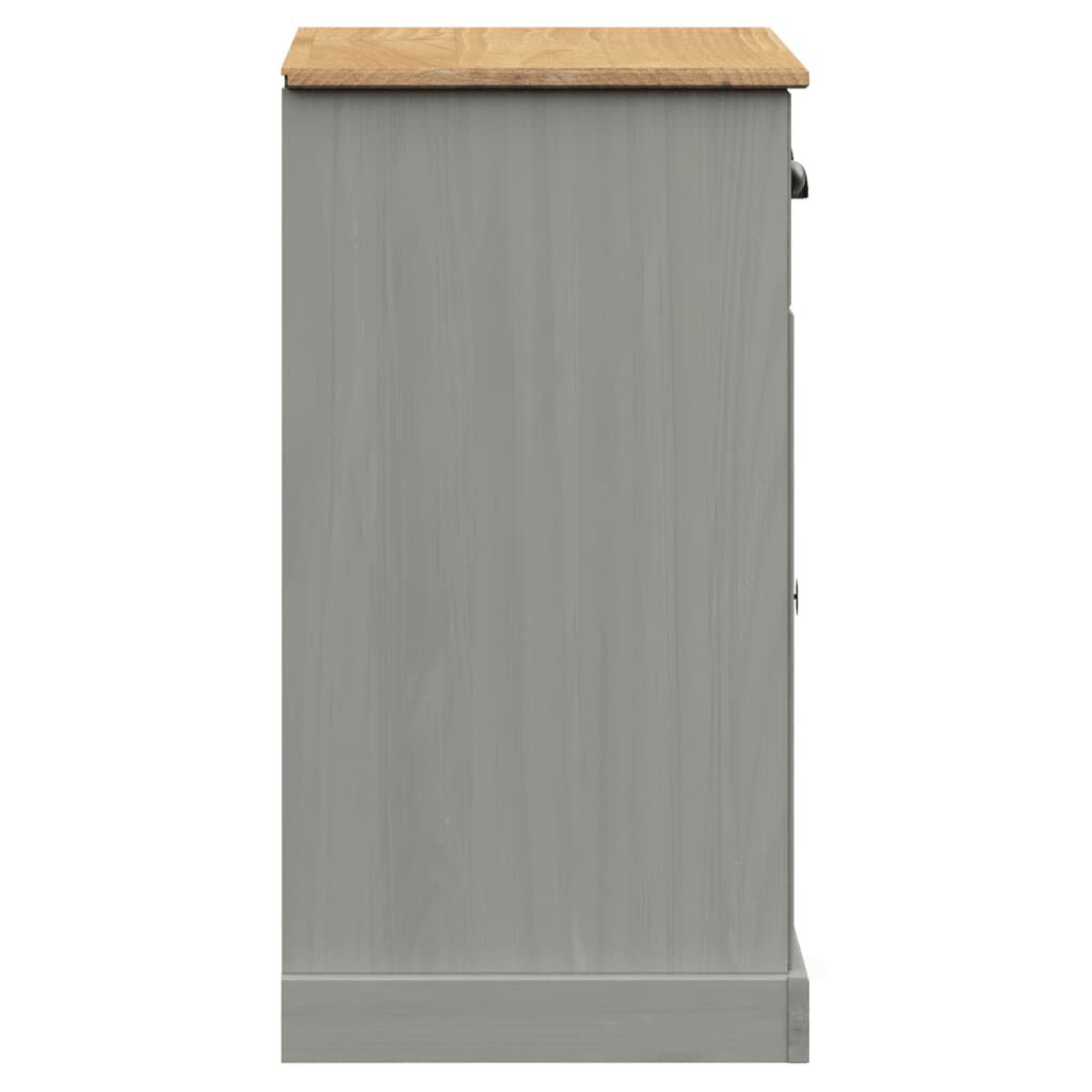 vidaXL Ντουλάπι με Συρτάρια VIGO Γκρι 78x40x75 εκ. Μασίφ Ξύλο Πεύκου