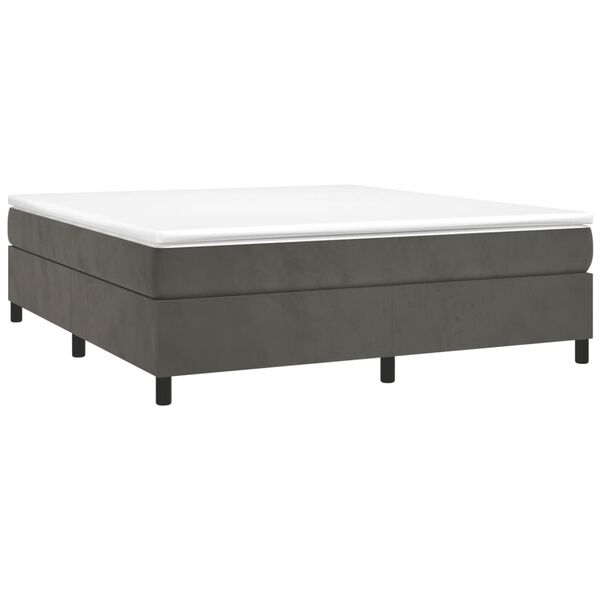 vidaXL Κρεβάτι Boxspring με Στρώμα Σκούρο Γκρι 200x200 εκ. Βελούδινο