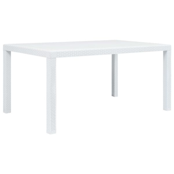 vidaXL Τραπέζι Κήπου Λευκό με Εμφάνιση Ρατάν 150x90x72 εκ. Πλαστικό