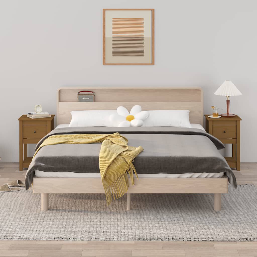 vidaXL Κομοδίνα 2 τεμ. Καφέ Μελί 40x35x61,5 εκ. από Μασίφ Ξύλο Πεύκου