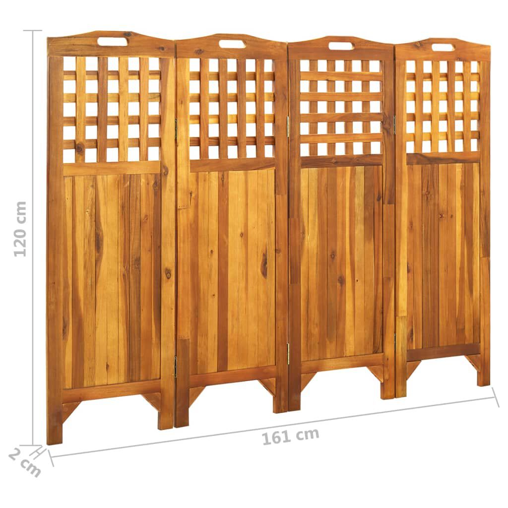 vidaXL Διαχωριστικό Δωματίου 4 Πάνελ 161x2x120 εκ. Μασίφ Ξύλο Ακακίας