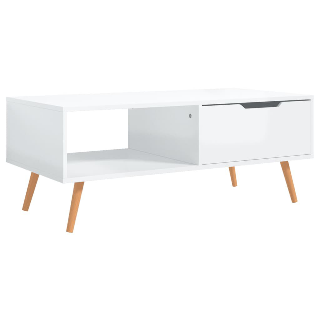 vidaXL Τραπεζάκι Σαλονιού Γυαλ. Λευκό 90x49,5x43 εκ. Επεξεργ. Ξύλο