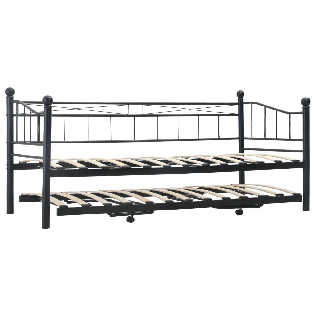 vidaXL Πλαίσιο Κρεβατιού Μαύρο 180 x 200 / 90 x 200 εκ. Μεταλλικό