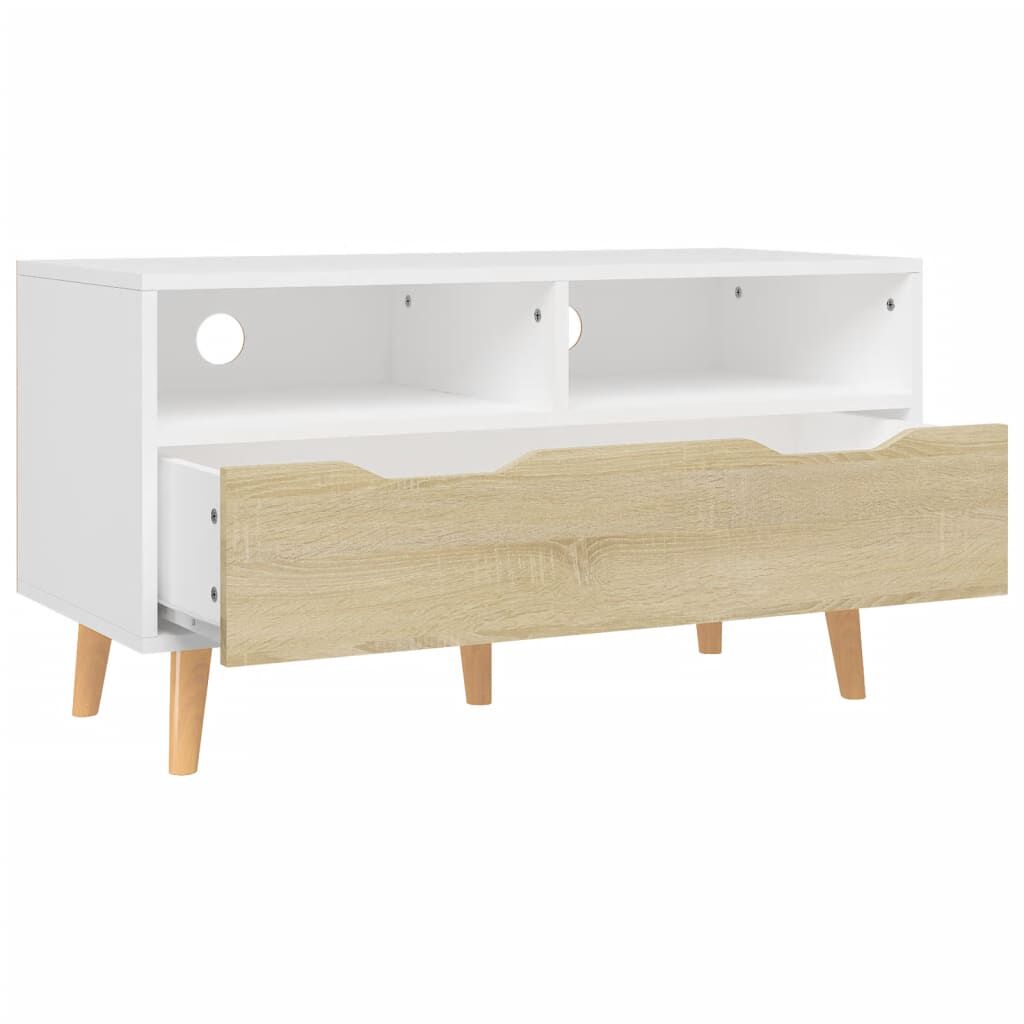 vidaXL Έπιπλο Τηλεόρασης Λευκό/Sonoma Δρυς 90x40x48,5 εκ. Επεξ. Ξύλο