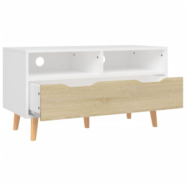 vidaXL Έπιπλο Τηλεόρασης Λευκό/Sonoma Δρυς 90x40x48,5 εκ. Επεξ. Ξύλο