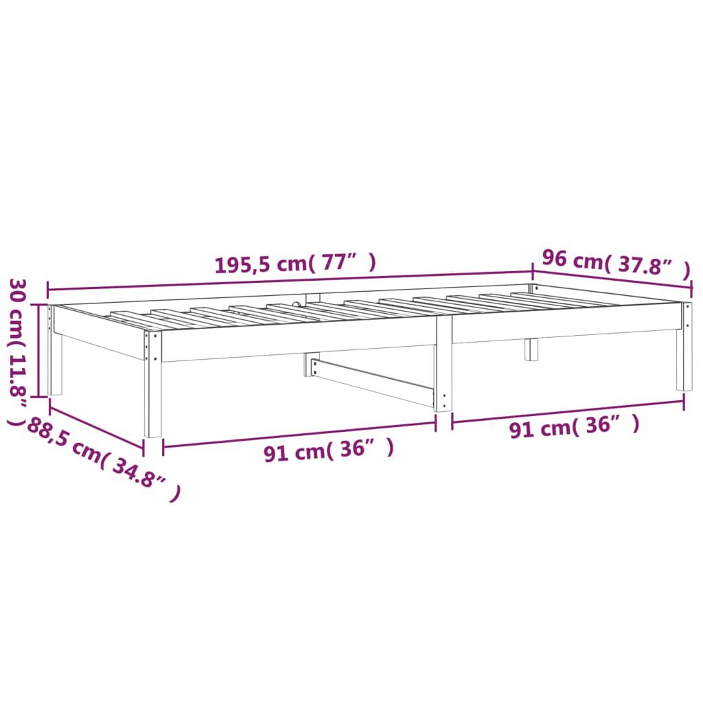 vidaXL Καναπές Κρεβάτι Γκρι 90x190εκ.από Μασίφ Ξύλο Πεύκου Single