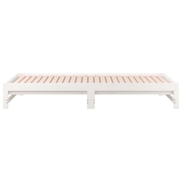 vidaXL Καναπές Κρεβάτι Συρόμενος Λευκός 2x(90x200) εκ. Μασίφ Πεύκο