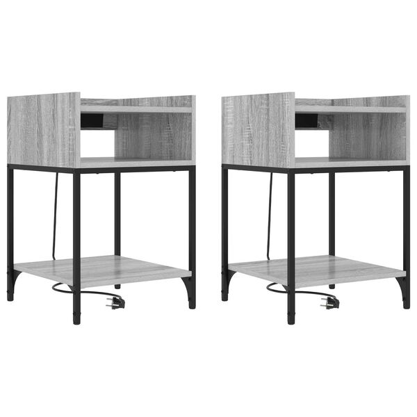 vidaXL Κουτιά Κρεβατοκάμαρας με ράφι 2 pcs Γκρι sonoma 40 x 40 x 61 εκ