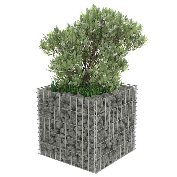 vidaXL Συρματοκιβώτιο-Γλάστρα Υπερυψωμένη 50x50x50 εκ. Γαλβ. Χάλυβας