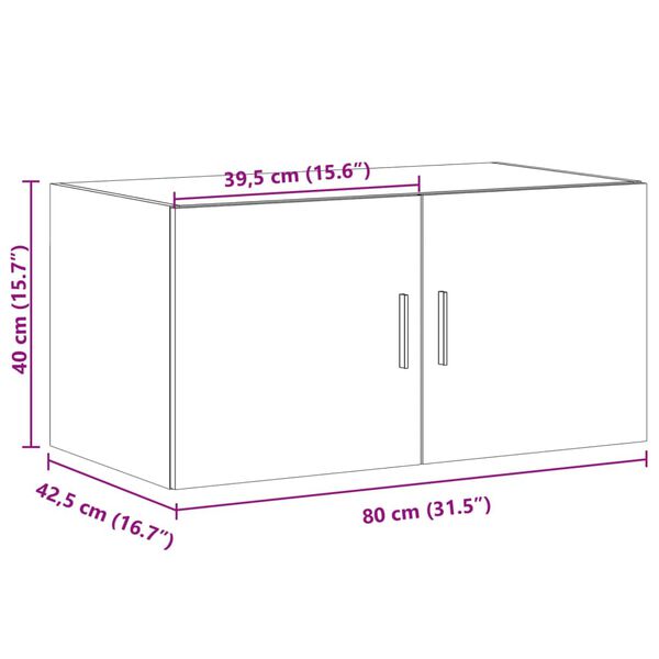 vidaXL Ντουλάπι Τοίχου Γκρι Σκυρ. 80x42,5x40 εκ. Επεξεργασμένο Ξύλο
