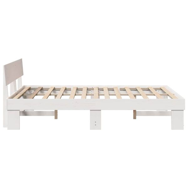vidaXL Σκελετός Κρεβατιού Λευκό 140 x 200 cm Μασίφ ξύλο πεύκου