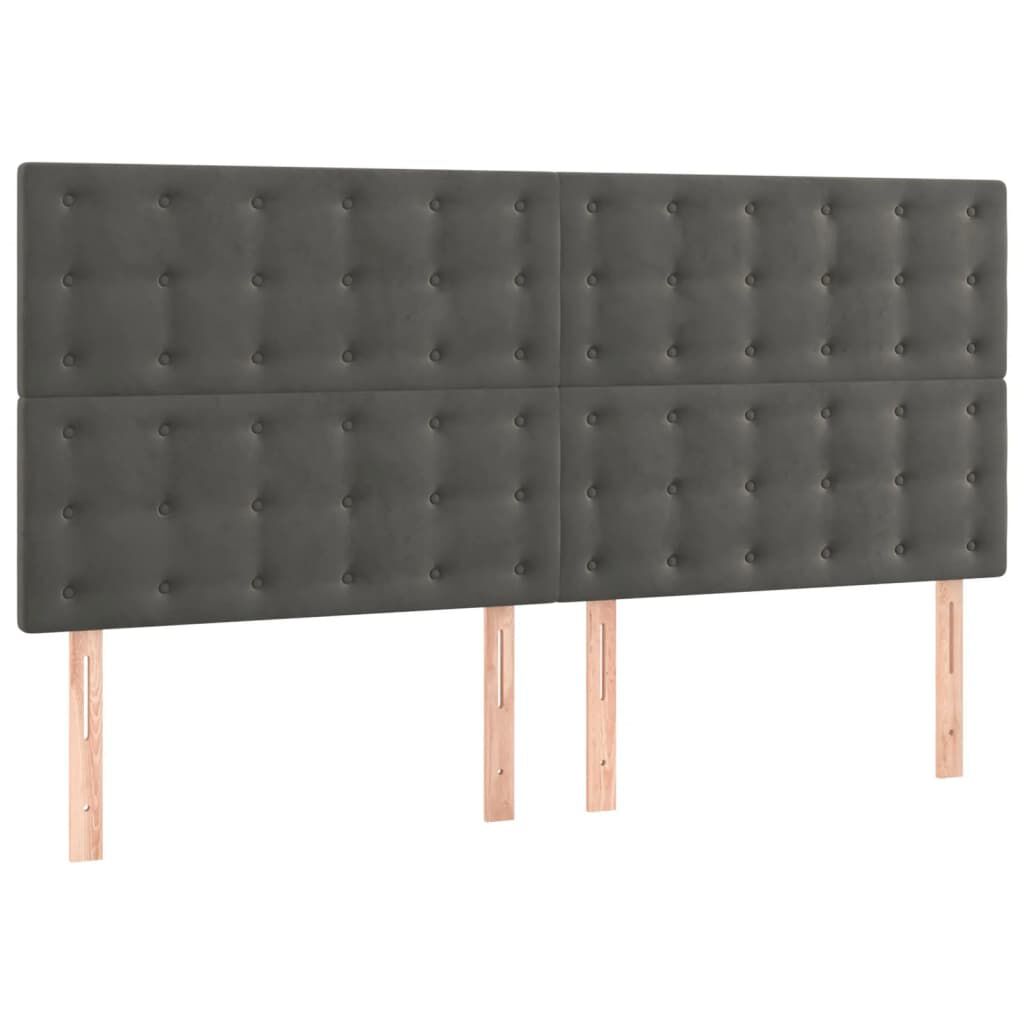 vidaXL Κρεβάτι Boxspring με Στρώμα Σκούρο Γκρι 200x200 εκ. Βελούδινο