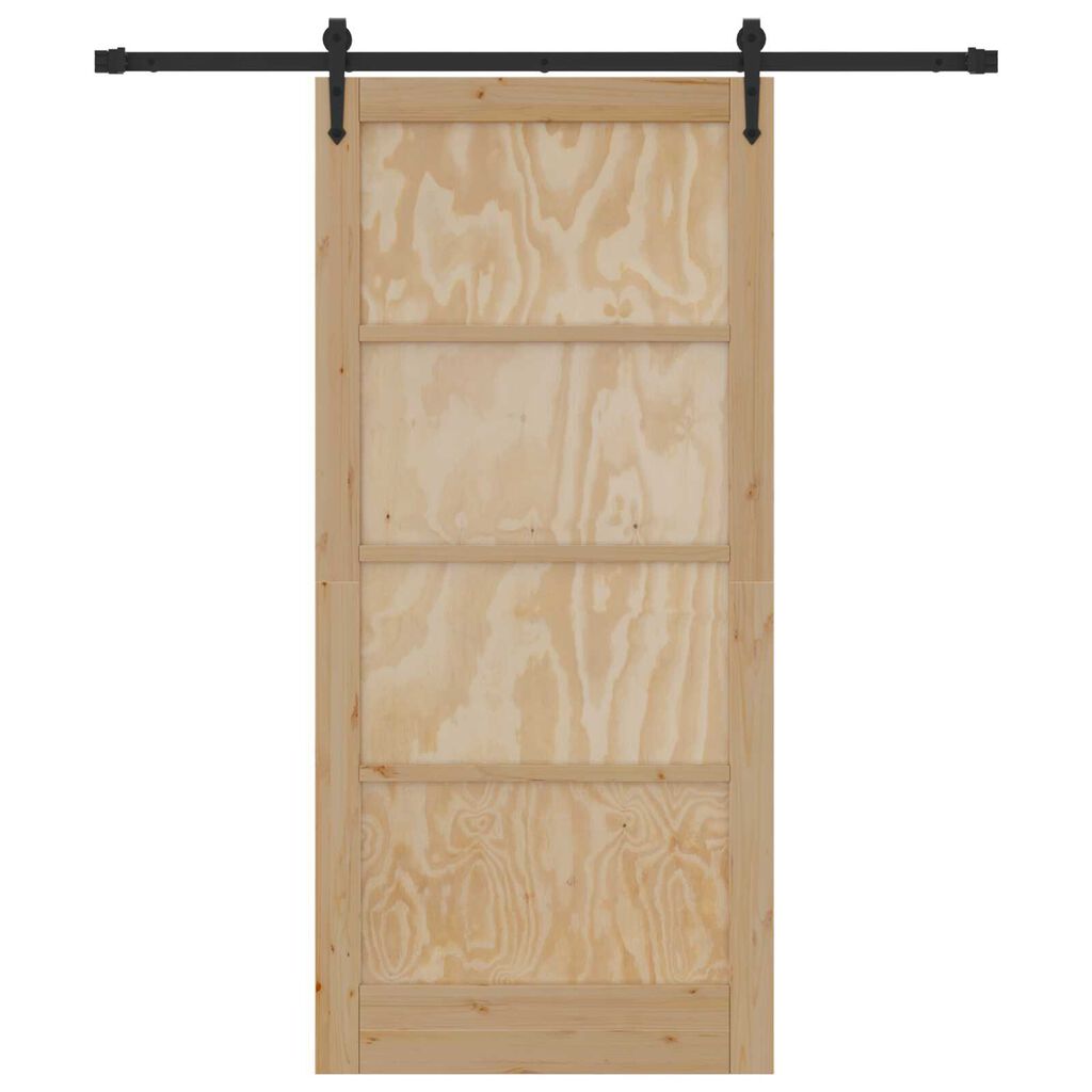 vidaXL Συρόμενη Πόρτα Φυσικό και μαύρο 93 x 202 cm